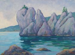 "chekhov bay" oil painting original art seascape landscape sea picture