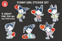 funny girl sticker set