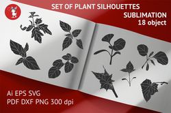 set of plant silhouettes card