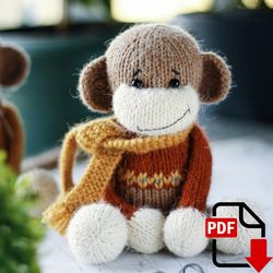 cute knitted monkey diy. pattern in pdf format. amigurumi animal tutorial.