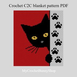 crochet c2c black cat blanket pattern pdf download