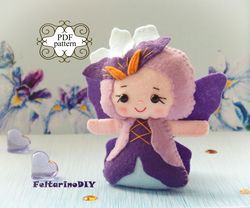 felt doll pattern, felt fairy pattern, pdf felt pattern, felt sewing pattern