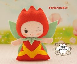 felt doll pattern, felt fairy pattern, pdf felt pattern, felt sewing pattern, fairy sewing pattern, fairy tulip