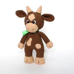 bull crochet pattern pdf in english  stuffed bull toy amigurumi funny cow plush toy