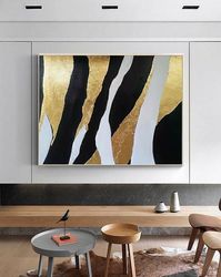 gold leaf abstract, modern acrylic painting on canvas, large gold leaf abstract painting, original abstract painting