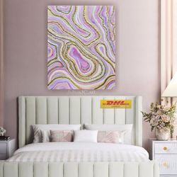 gold and pink abstract wall art gold leaf painting modern original art purple home decor above bed decor by juliya jc