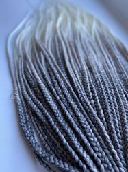 synthetic de braids, double ended grey to white braids