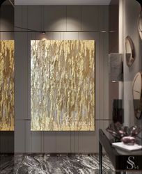 gold leaf abstract, modern acrylic painting on canvas, large gold leaf abstract painting, original abstract painting