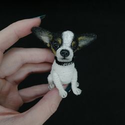 chihuahua for rosalie. miniature crocheted dog. a dog for memory. cute little puppy. dog gift souvenir. cute pet.