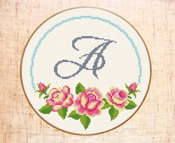 letter cross stitch pattern monogram cross stitch customizable initial cross stitch floral family name cross stitch pdf