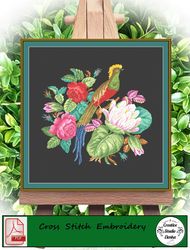 Vintage Cross Stitch Scheme Lilies and roses