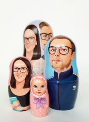 custom portrait dolls, russian doll, matryoshka, family portrait, portrait dolls, nesting doll, stacking doll