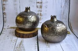 pomegranate jewelry box, woman trinket box, big pomegranate bowl with lid, jewish gold box, bronze fruit home decor.