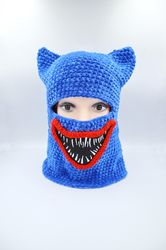 huggy wuggy, soft plush balaclava,warm balaclava, baby huggy wuggy hat, monster horror hat, kissy missy hat, poppy playt