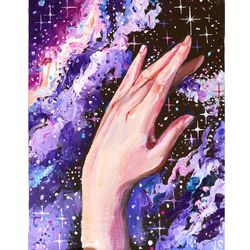 night sky oil painting reach for the stars artwork motivation painting original art buy online