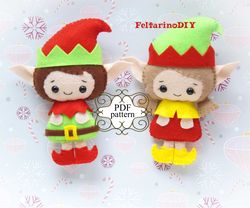 Felt elf pattern, Felt Christmas ornaments patterns, Christmas felt pattern, Christmas tree toy, Felt sewing pattern