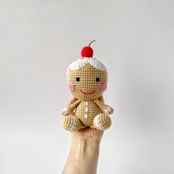 crochet pattern gingerbread man, amigurumi pattern, crochet doll pattern