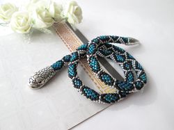 snake necklace bracelet turquoise silver beaded necklace ouroboros jewelry serpent rope bracelet witch jewelry gift slyt