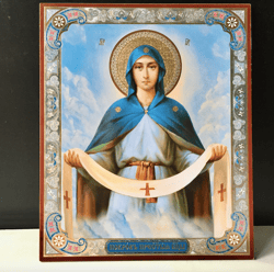 icon of the protection of the most holy mother of god | inspirational icon decor | size: 8 3/4"x7 1/4"