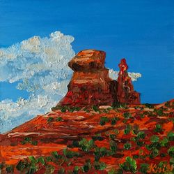 arizona painting desert artwork impasto oil painting small landscape 8 by 8 original art