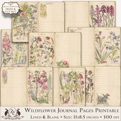wildflower journal pages printable digital download avad31s