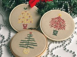 christmas trees modern cross stitch pattern pdf christmas ornaments counted cross stitch christmas decoration embroidery