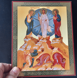 transfiguration of jesus | gold foiled icon | inspirational icon decor| size: 8 3/4"x7 1/4"