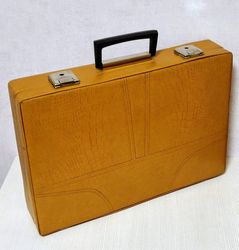 vintage yellow business briefcase. retro soviet diplomat bag