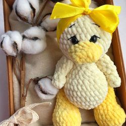 crochet easter duck plush pattern, duckling amigurumi pdf pattern, diy crochet yellow duck