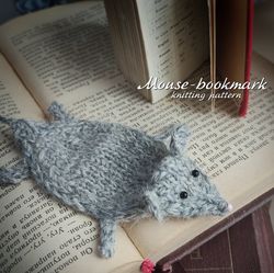 mouse-bookmark knitting pattern, toy knitting pattern, amigurumi pattern, knitting diy, knitting tutorial, how to knit