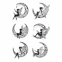 moon fairy svg, moon fairy png, fairy svg, moon svg, fairy and moon, moon stencil svg