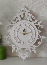 nursery small pink wall clock with white ornaments silent wall clock for bedroom and children's room  birthday gift