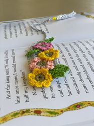 bookmarks crochet handmade flower garden