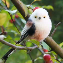 felt toy bird tit felted handmade toy wool interior toy realistic art doll