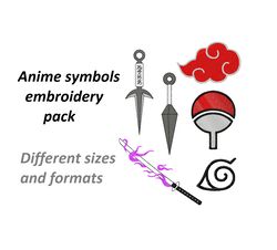 Anime Embroidery Designs Pack, Naruto Items Design Files, 6 Designs