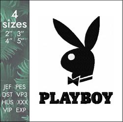 Playboy Embroidery Design, Erotic Sex Mens Logo, 4 Sizes