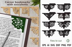 corner bookmarks with succulents/laser cut/paper cut/svg