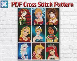 disney cross stitch pattern / princess cross stitch pattern / mermaid cross stitch / snow white cross stitch instant pdf