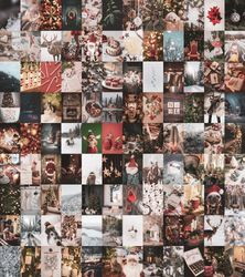 108 pcs xmas wall collage kit digital download | christmas aesthetic photo collage prints | room decor 4x6 size