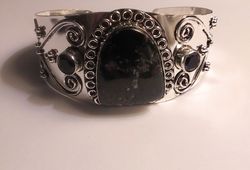 925 sterling silver eudialyte smokey topaz cuff bracelet