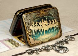 swan lake ballet lacquer box unique hand-painted art gift for order