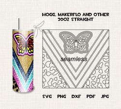 v split butterfly burst tumbler template tumbler wrap cutfile seamless svg-93