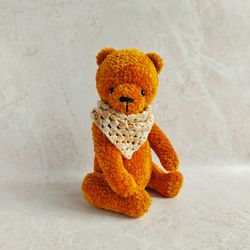 little teddy bear knitted 7,5 inches. handmade bear. bear toy