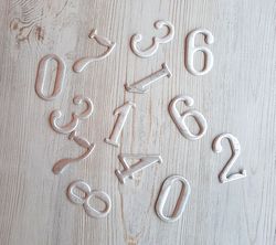 vintage soviet elegant numbers digits aluminum: 0, 1, 2, 3, 4, 6 or 9, 7, 8