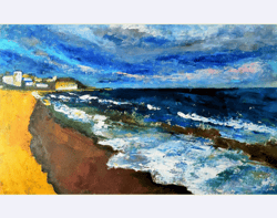 sea painting original art beach artwork coastal landscape seaside painting stormy sky artwork seascape painting 6"x10"