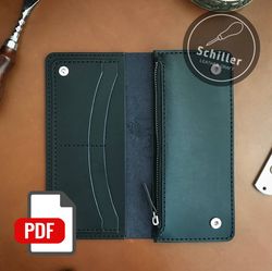 long wallet - cash envelope wallet - leather wallet pattern - pdf download - leather craft