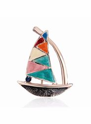 sailing boat pin nautical brooch color block jewelry, bright brooch stain glass, maritime jewelry gift art pin