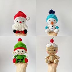 crochet christmas patterns santa claus, snowman, elf gnome, gingerbread man, amigurumi pattern