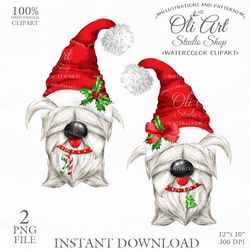 christmas dog digital clip art. cute characters. hand drawn graphics. digital download. oliartstudioshop