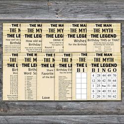 birthday games for him bundle,the man the myth the legend adult birthday games bundle,printable birthday games for him